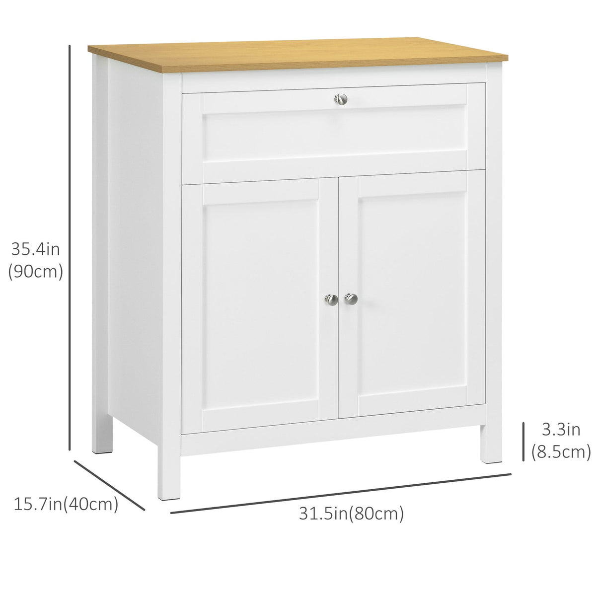 Sideboard Cabinet, Buffet Table with Drawer, Double Door Cupboard and Adjustable Shelf for Living Room, Entryway, White