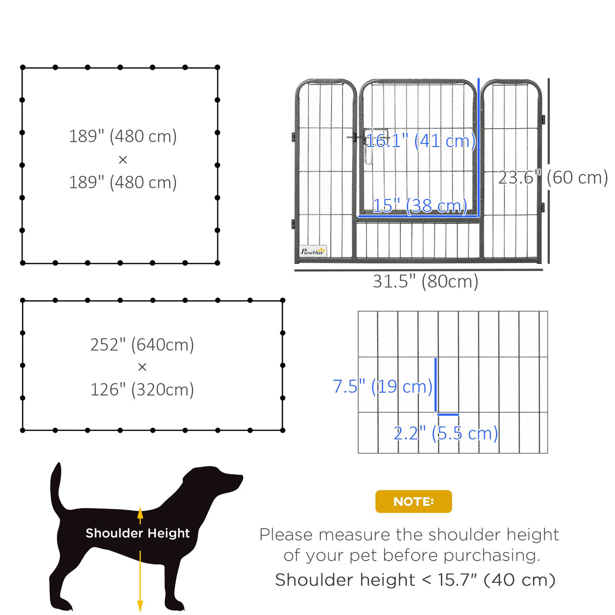 24 Panel 24" Height Heavy Duty Dog Playpen for Small Medium Dogs, Grey