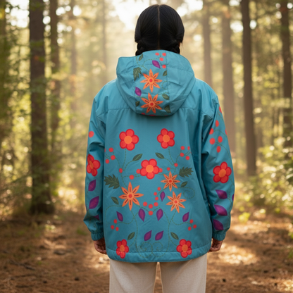 Turquoise Spring Blossom Windbreaker