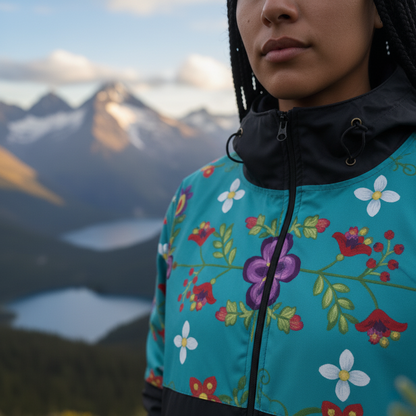 Turquoise Bloom Windbreaker