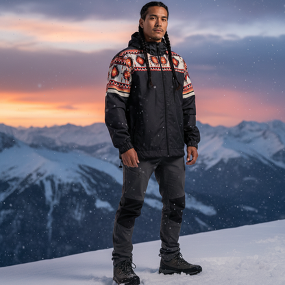 Sunburst Diamond Print Windbreaker