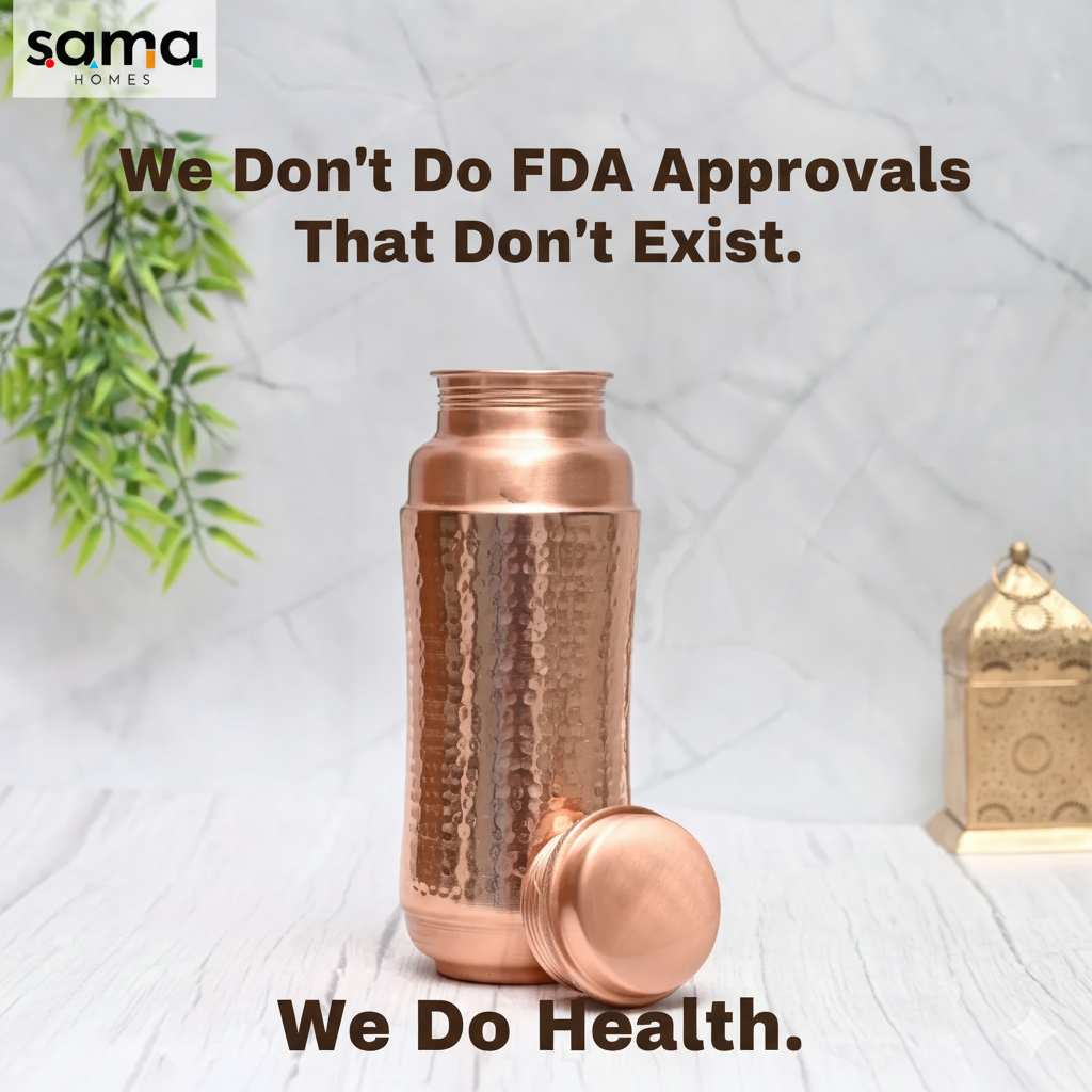 Pure Copper Water Bottle 1300ML | Jumbo Ayurvedic Vessel | Sama Homes
