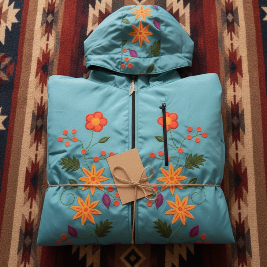 Turquoise Spring Blossom Windbreaker