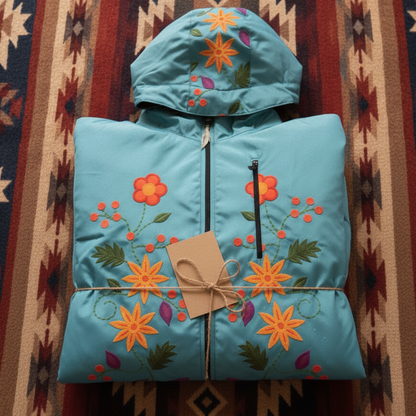 Turquoise Spring Blossom Windbreaker