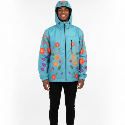 Turquoise Spring Blossom Windbreaker