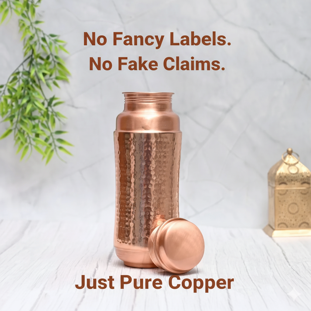 Pure Copper Water Bottle 1300ML | Jumbo Ayurvedic Vessel | Sama Homes
