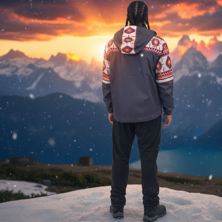 Sunburst Diamond Print Windbreaker