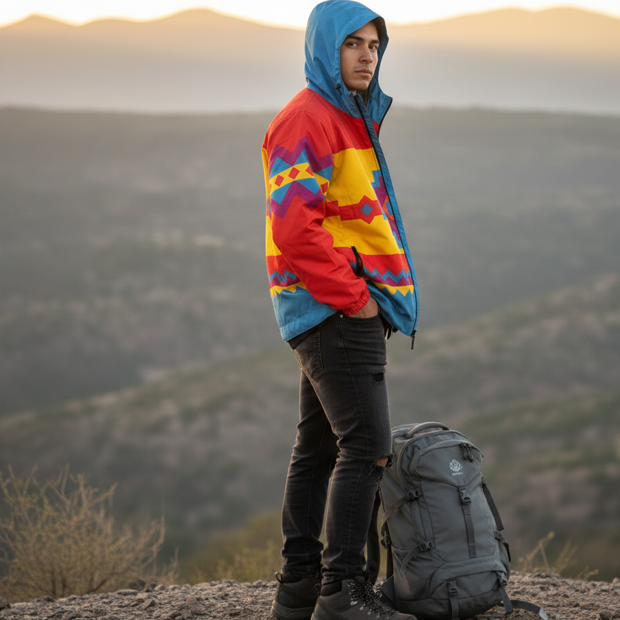 Blue zigzag Windbreaker