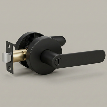 Flat Bar Door Lever, Satin Nickel or Matte Black — Interior Door Hardware Set