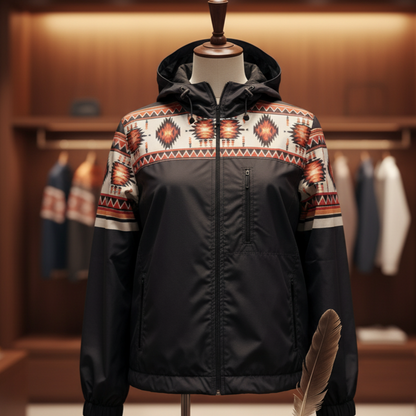Sunburst Diamond Print Windbreaker