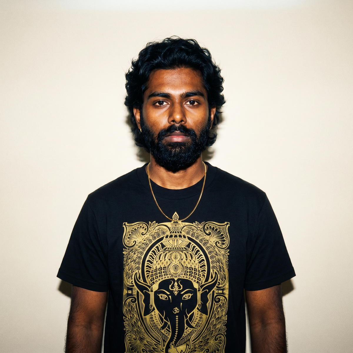 Ganesh T-shirt Black -  Metallic Gold