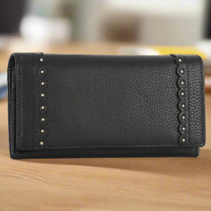 MET Genuine Leather Wallet with Studded Accent