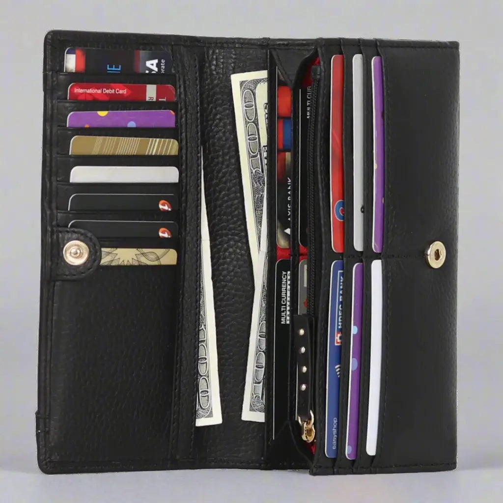 MET Genuine Leather Wallet with Studded Accent
