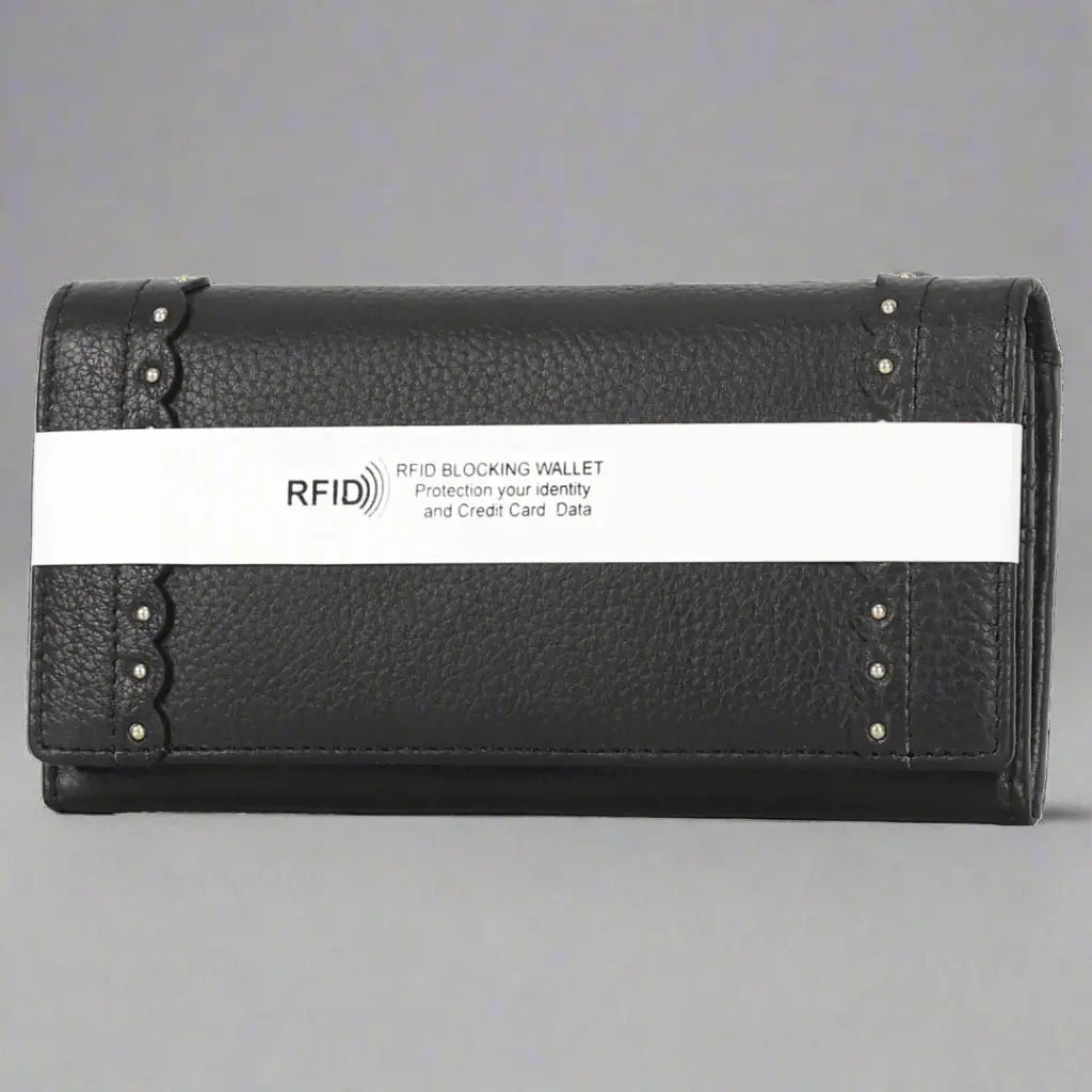 MET Genuine Leather Wallet with Studded Accent