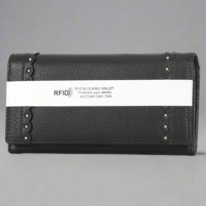 MET Genuine Leather Wallet with Studded Accent