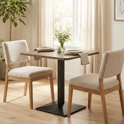 28" Square Dining Table, Modern Dining Room Table with Steel Base, Space Saving Small Kitchen Table, Dark Brown