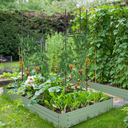 6' x 3' x 1' Raised Garden Bed with 2 Trellis Tomato Cages, Steel Frame Elevated Planter Box, Black
