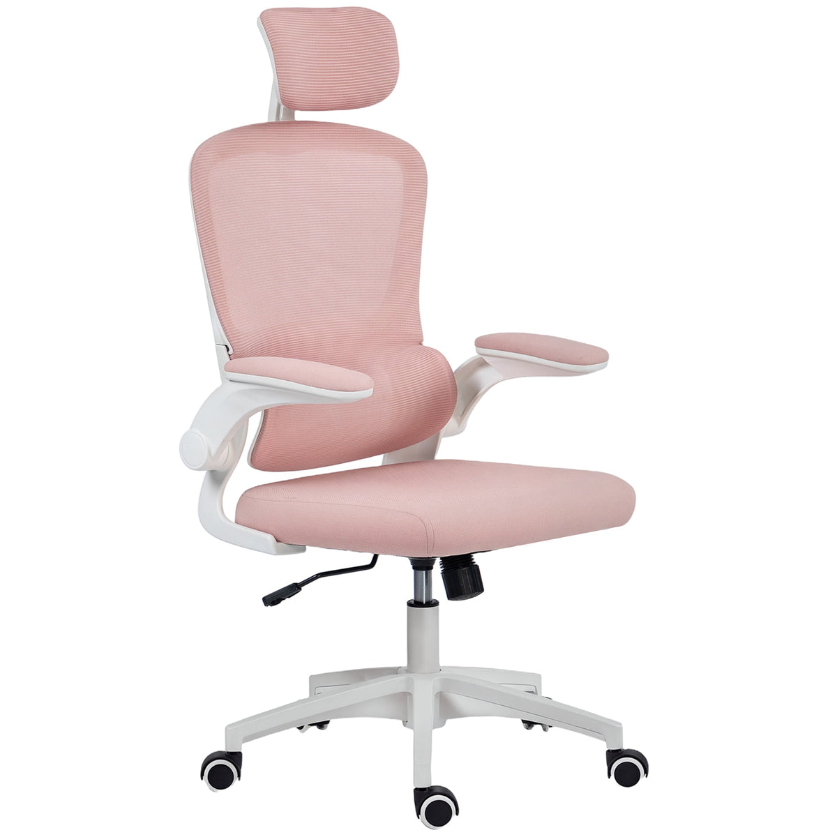 Ergonomic Mesh Office Chair, High Back Desk Chair with Rotatable Headrest, Flip-Up Armrests, Lumbar Support, Black