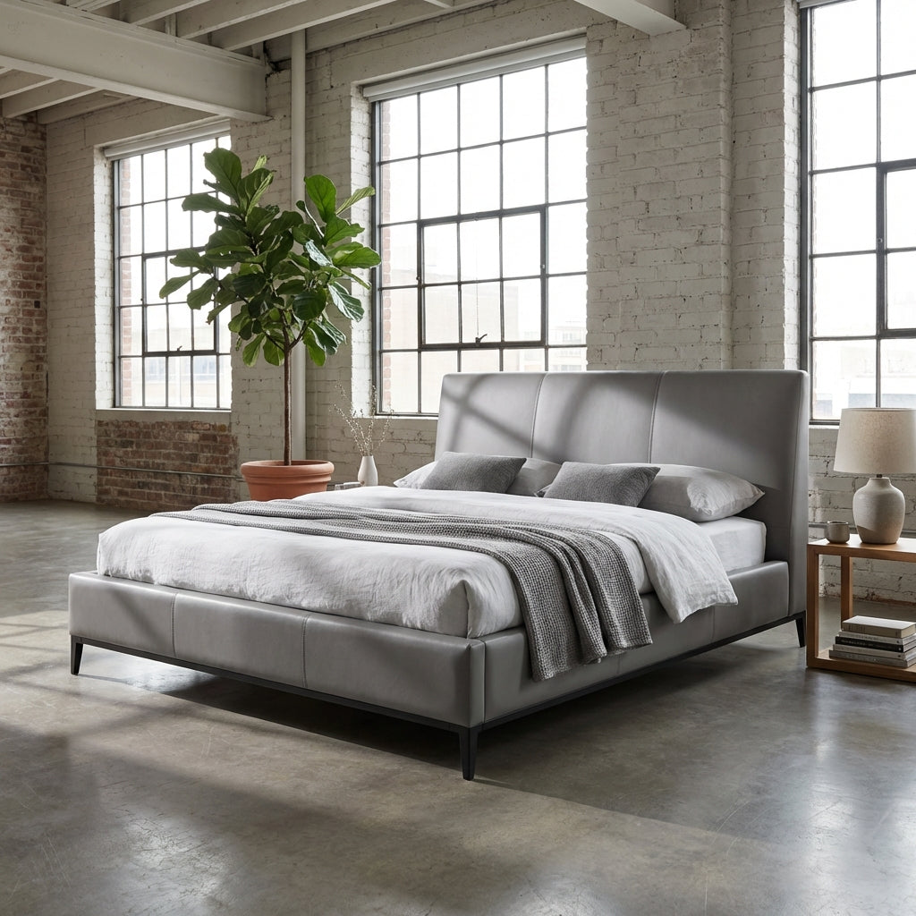 Melbourne Grey Leather King Bed