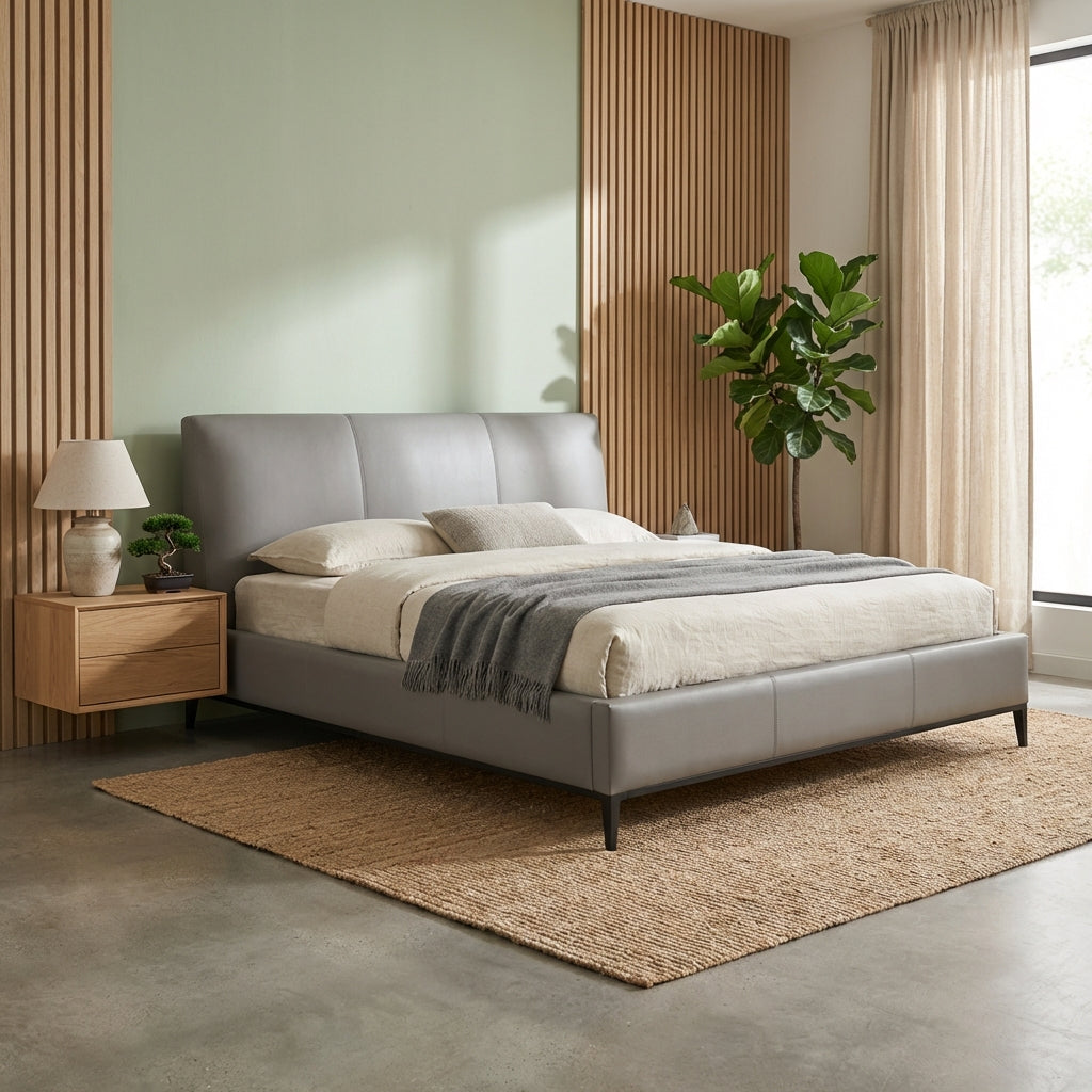 Melbourne Grey Leather King Bed