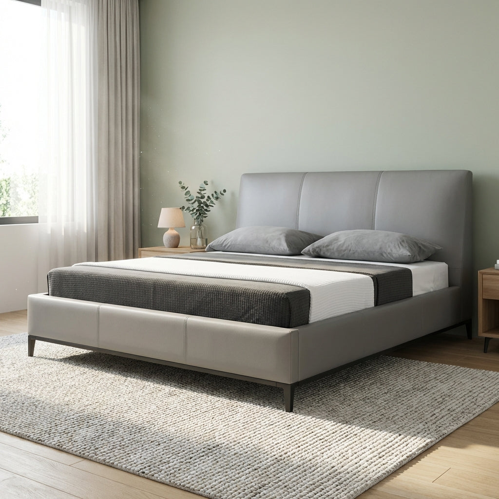 Melbourne Grey Leather King Bed