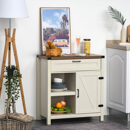 Rustic Barn Door Storage Cabinet Modern Farmhouse Buffet Sideboard for Kitchen & Dining Room Dark Oak