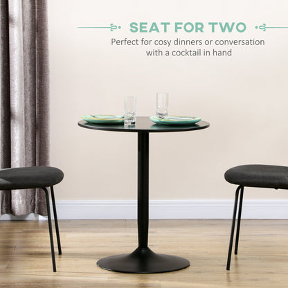 Jan Modern Round Dining Table with Steel Base for Small Spaces-Black
