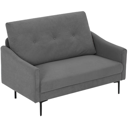 2 Seater Sofa, Small Modern Couch with High-Resilience Foam, Thicken Padding, Button Tufted, Cream White