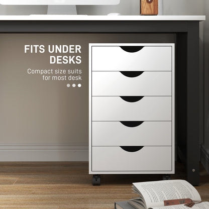 File Cabinet with 5 Drawer Wheels, 15.7" x 15.7" x 26.4", Black