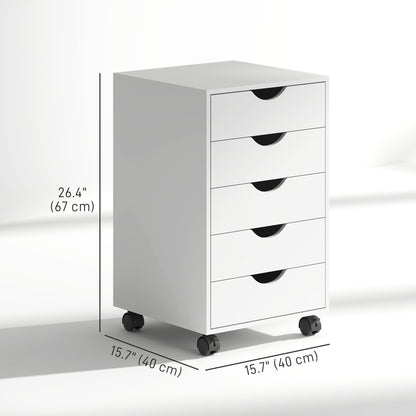 File Cabinet with 5 Drawer Wheels, 15.7" x 15.7" x 26.4", Black