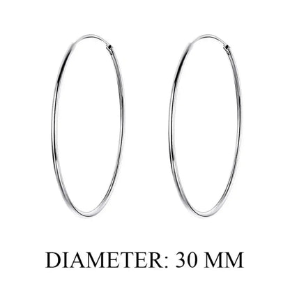 Stylish 925 Sterling Silver Large Hoop Earrings for Women - Trendy Circle Endless Huggie Big Hoops (30/40mm)