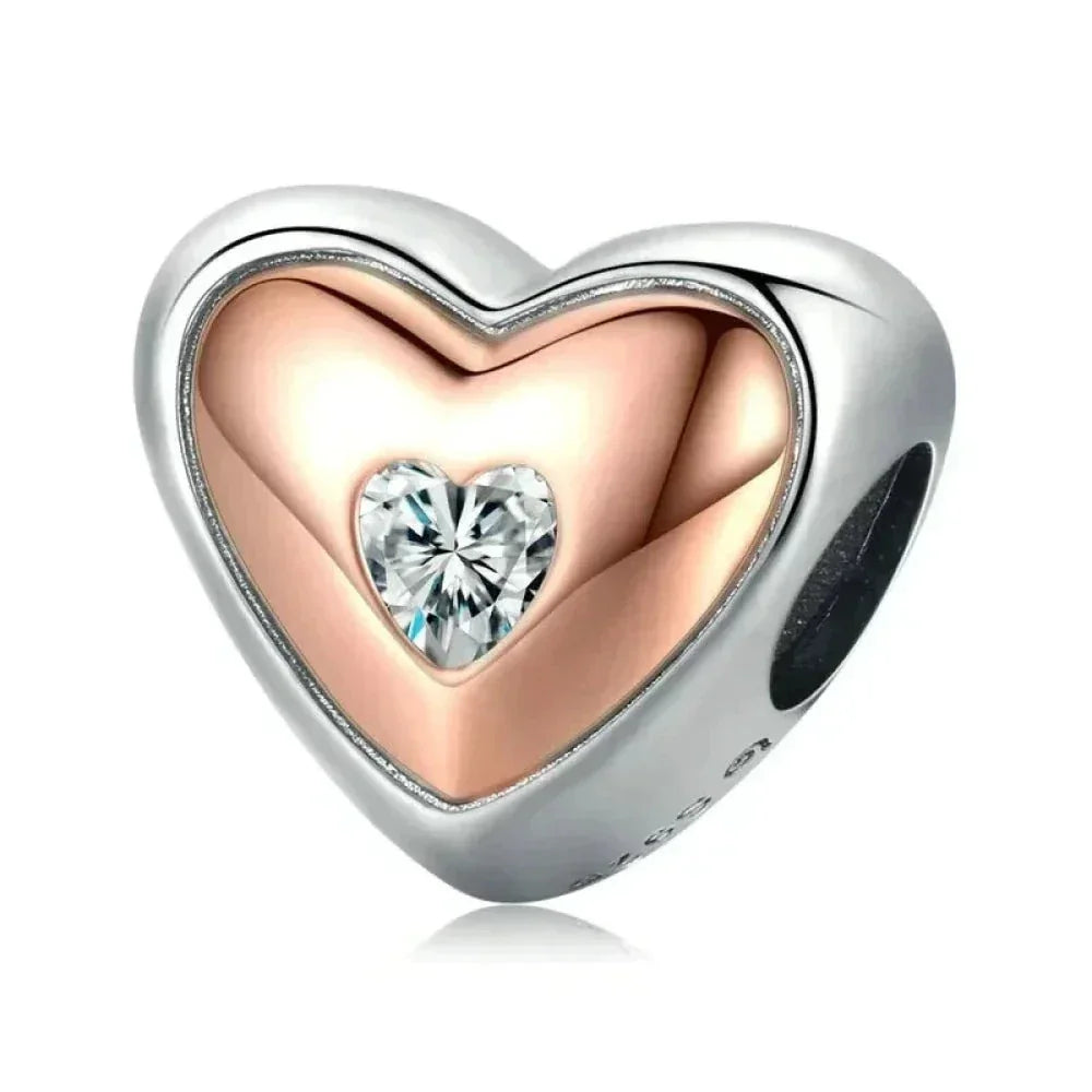 Two-Tone Heart Charm: Embrace Timeless Love