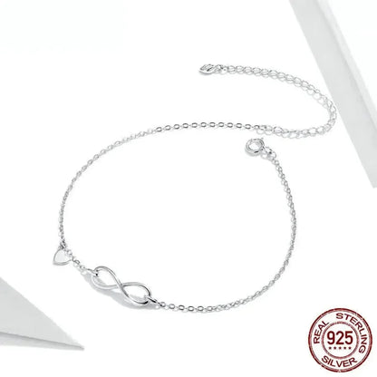 Elegant 925 Sterling Silver Infinity Chain Anklet - Trendy Summer Foot Jewelry