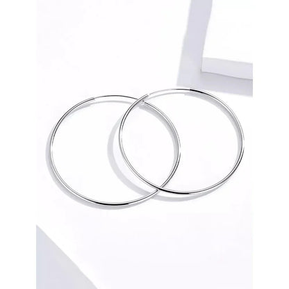 Stylish 925 Sterling Silver Large Hoop Earrings for Women - Trendy Circle Endless Huggie Big Hoops (30/40mm)
