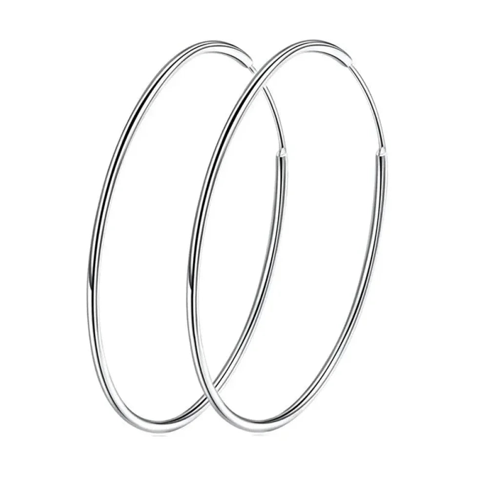Stylish 925 Sterling Silver Large Hoop Earrings for Women - Trendy Circle Endless Huggie Big Hoops (30/40mm)