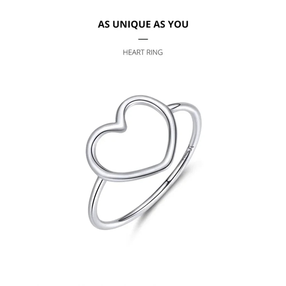 925 Sterling Silver Minimal Heart Band Ring