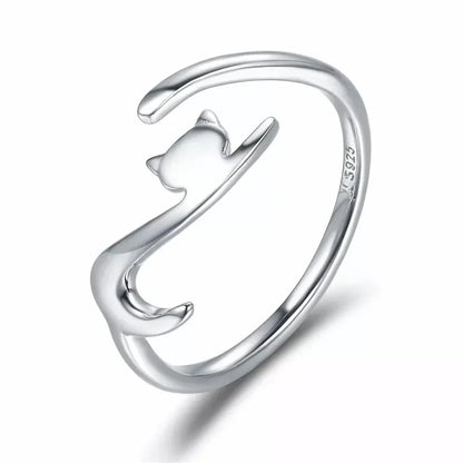 925 Sterling Silver Adjustable Cat Tail Ring