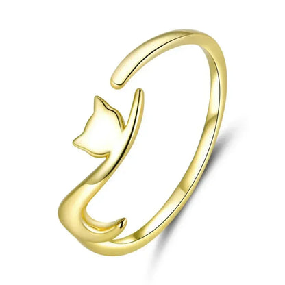 925 Sterling Silver Adjustable Cat Tail Ring