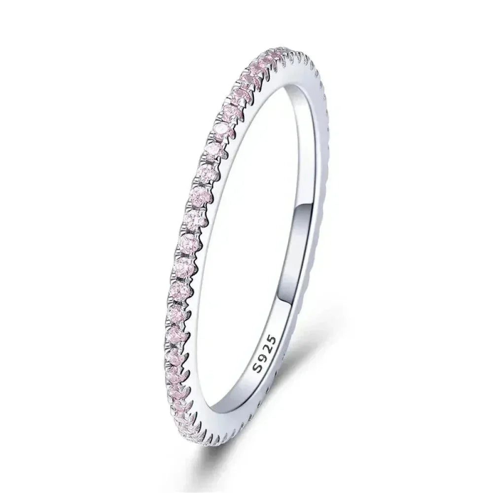 925 Sterling Silver Cz Simulated Diamond Stackable Ring Platinum Plated Eternity Bands For Women