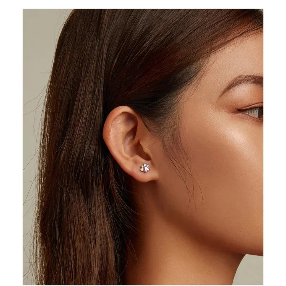 925 Sterling Silver Star And Butterfly Stud Earrings - Delicate And Fine Jewelry