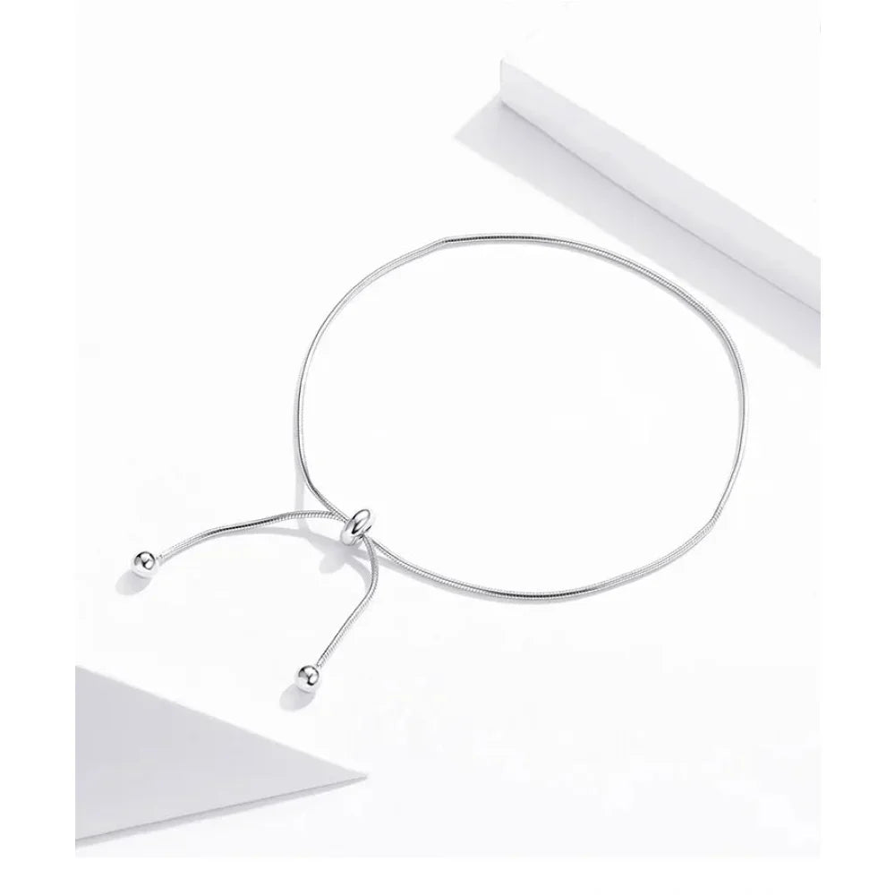 Sterling Silver Snake Charm Anklet (Adjustable)