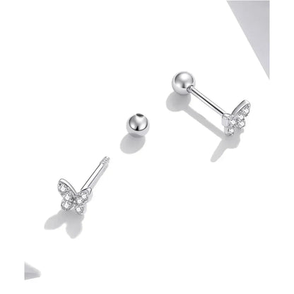 925 Sterling Silver Star And Butterfly Stud Earrings - Delicate And Fine Jewelry
