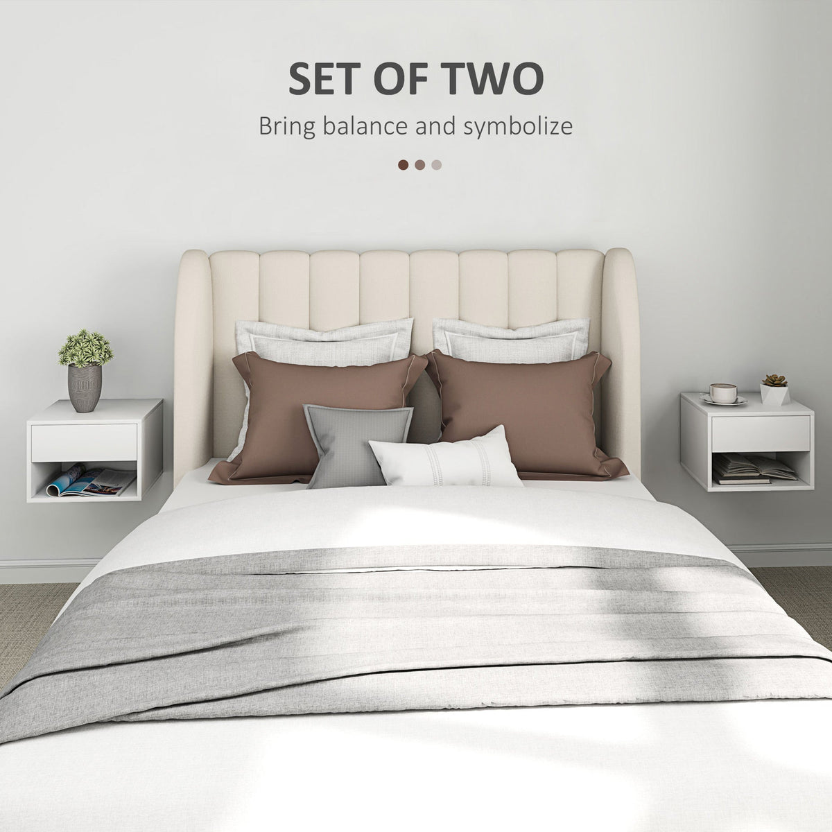 Floating Nightstand Set of 2, Wall Mounted Bedside Table with Drawer for Bedroom Black