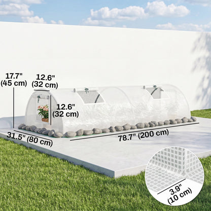 Portable Mini Greenhouse, Tunnel Growing Tent with 5 Mesh Windows and Steel Frame, 7' x 3' x 2', Green
