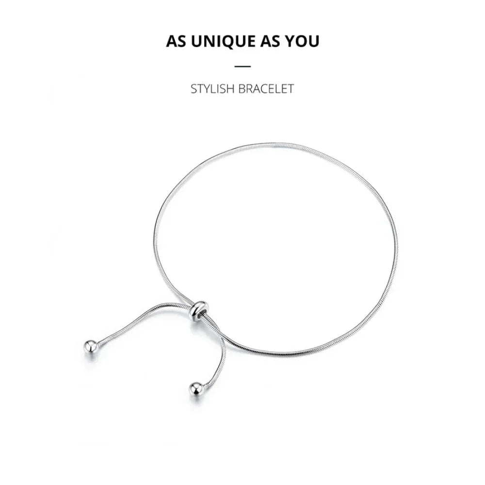 Sterling Silver Snake Charm Anklet (Adjustable)