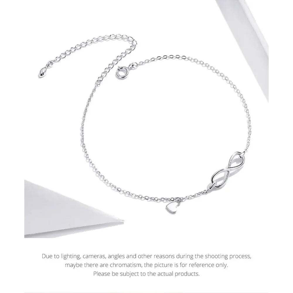 Elegant 925 Sterling Silver Infinity Chain Anklet - Trendy Summer Foot Jewelry