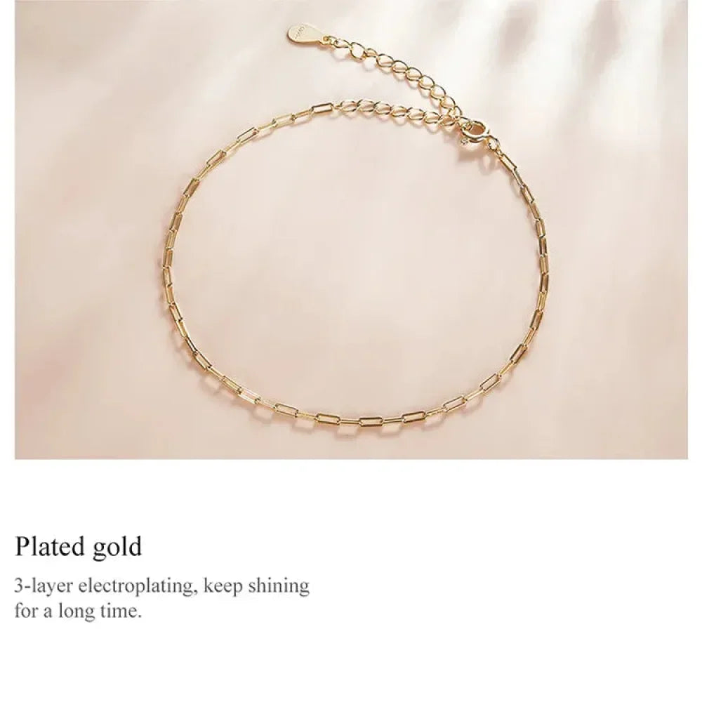 925 Sterling Silver Gold Cable Chain Bracelet