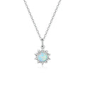 925 Sterling Silver White Opal Sun Pendant Necklace - Apollo Chain for Women