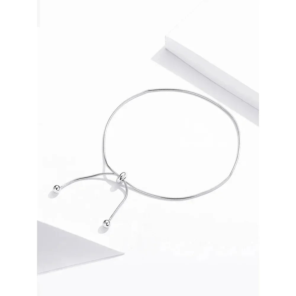 Sterling Silver Snake Charm Anklet (Adjustable)