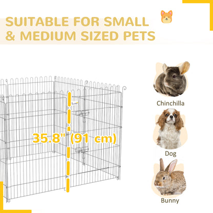 24inch 8-Panel Dog Playpen Octagon Pet Exercise Playpen Crate Foldable Dog Cage Pen Puppy Kennel, Black